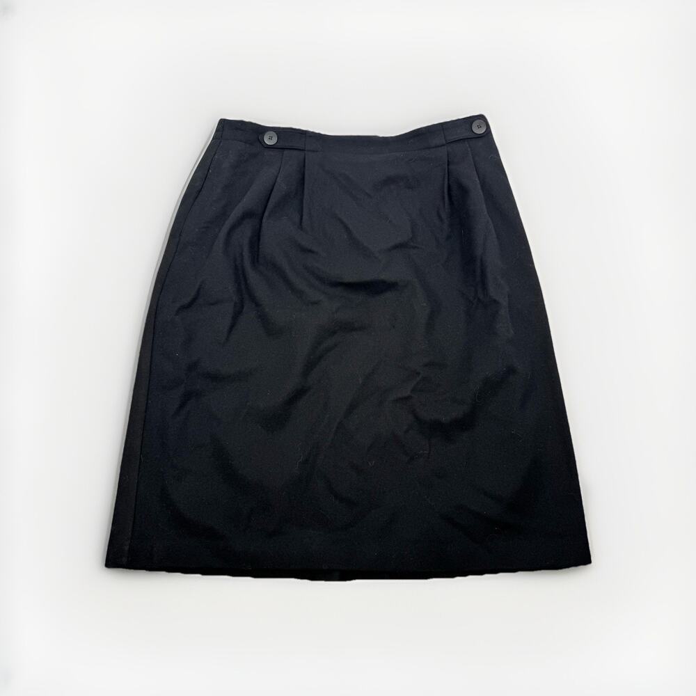 Panther Woman 22W Black Wool Pencil Skirt Vintage Pockets